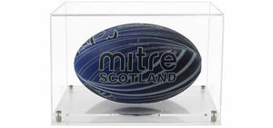 Acrylic Horizontal Rugby Ball Display Case- Choice of Bases