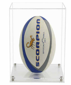 Acrylic Vertical Rugby Ball Display Case- Choice of Bases