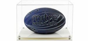 Acrylic Horizontal Rugby Ball Display Case- Choice of Bases