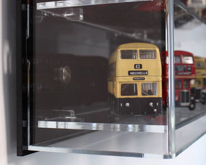 Side View of Wall Display Case for Model Buses