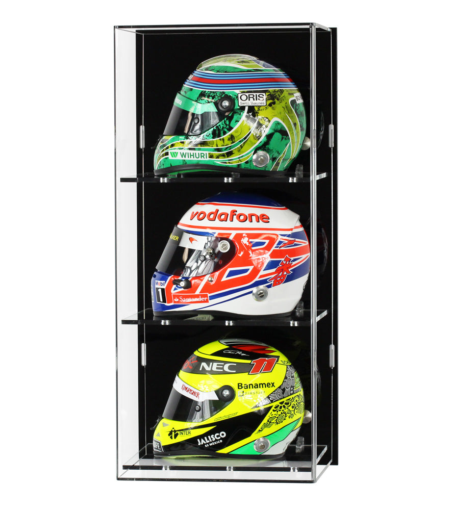 Wall Display Case for Three 1:2 Scale F1 Helmet Models